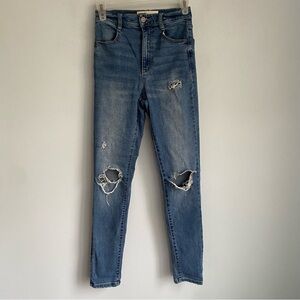 Garage High Rise Blue Ripped Skinny Leg Jeans Size 0